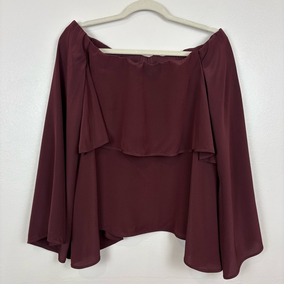 Scanlan Theodore Silk Off Shoulder Tiered Top Size S/M Bell Sleeves Boho Luxury - Picture 9 of 17